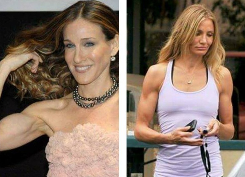 صور نجمات هوليوود يفرطن في بناء عضلات أجسادهن كالرجال..نجمة عربية واحدة تحدتهن بعضلات بطن مشدودة اكتشفها!